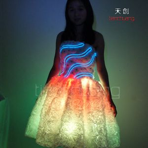 프로그래밍 빛 드레스, 색상 변경 밸리 댄스 의상, 화이트 댄스 파티 드레스 - Product Image 1