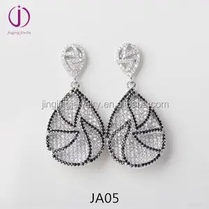 Customize teardrop 925 sterling silver micro pave setting turkish gold earrings