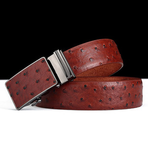 Hebilla <span class=keywords><strong>de</strong></span> cubierta <span class=keywords><strong>de</strong></span> cuero removible <span class=keywords><strong>de</strong></span> 3,5 cm <span class=keywords><strong>de</strong></span> ancho, cinturones automáticos <span class=keywords><strong>de</strong></span> cuero genuino a rayas <span class=keywords><strong>de</strong></span> <span class=keywords><strong>avestruz</strong></span>, personalizados - Product Image 4