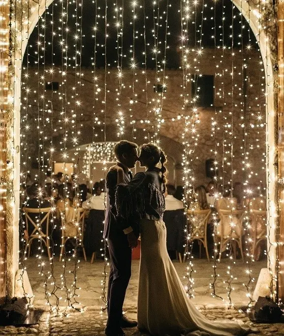 Hot product DC adapter operated Verlichte Gordijnen Outdoor waterdichte LED Wedding voor Huwelijk Decoratie