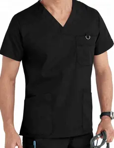 Hot sale short sleeve stretched OEM service clinic wear men's medical scrub top