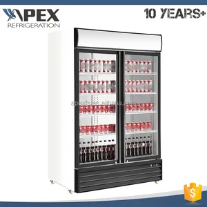 R134a/R290a KONOR compresor enfriador de bebidas pantalla vertical puerta de cristal nevera de bebidas con controlador digital