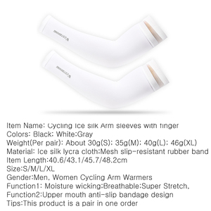 OUEST VÉLO OEM/ODM En Gros Chine Usine UV Protection Glace Soie Bras Manches Respirant Confortable <span class=keywords><strong>Lycra</strong></span> Blanc Manchon de Cyclisme - Product Image 2
