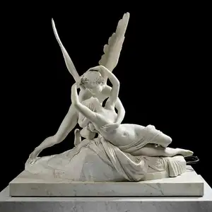 Lebensgroße Marmor berühmte Psyche und Amor Küssen Statue