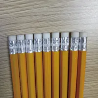Heksagonal HB pensil dengan penghapus Kuning OEM paket nomor 2 pensil dengan penghapus