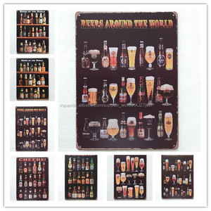 Cervezas del mundo del Vintage Cartel de chapa de Metal Cartel Del Arte Decoración Del Hogar House Cafe Bar signos - Product Image 1