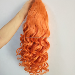 Color <span class=keywords><strong>Naranja</strong></span> Venta caliente humano brasileño haie peluca delantera de encaje onda suelta para mujer negro - Product Image 2