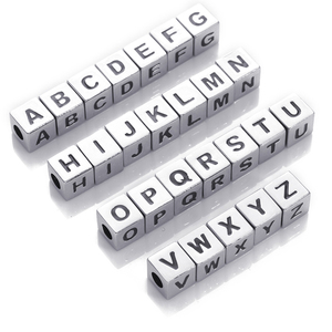 अलीबाबा वर्णमाला मोती घन वेबसाइट गर्म बेच चांदी तामचीनी धातु टोन काले आकर्षण गहने बनाने के लिए जिंक मिश्र धातु पार्टी 9mm - Product Image 2