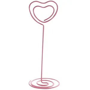 Mini porta-cartões em forma de coração, suporte de mesa para cartão, fio, foto, suporte com forma de coração, menu de memo