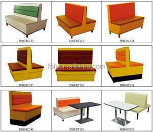 Nuevo lanzamiento de la <span class=keywords><strong>vendimia</strong></span> <span class=keywords><strong>restaurante</strong></span> sofá de madera cojín rojo cabina de banco silla de cuero (FOH-HRS40) - Product Image 4