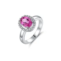 Anel de cristal de pedra de topaz, genuíno rosa e acessório de diamante, tamanho 8-10 de alta qualidade, venda imperdível