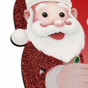 Red rectangular wooden writing 'Santa stop here' garden decoration sign stake outdoor party - Product Image 2