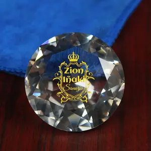 Custom Clear Crystal 60mm Diamond Paperweight With Logo Engraved For Souvenirs Gifts