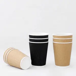 Tasse isolante en papier avec couvercle, 12 OZ, pour le café, noir, unités, avec couvercle