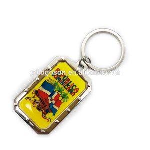 さまざまなデザインお土産キーホルダーRepublica Dominicana金属長方形キーホルダーカスタムエポキシフラッグキーリング - Product Image 2