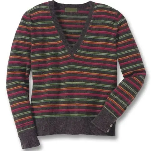 Wholesale Beautiful V-Neck Pullover Women's Striped Sweater Style Knitted Fashion Colorful Striped Women's Sweater Multi-Color