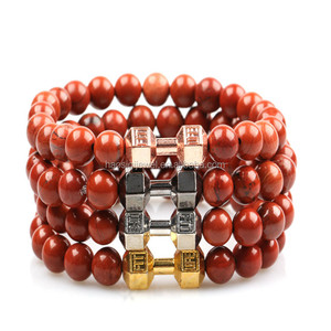 Mode bijoux or, or rose, <span class=keywords><strong>dos</strong></span>, argent haltère logo personnalisé de mode agate perlé bracelet - Product Image 3