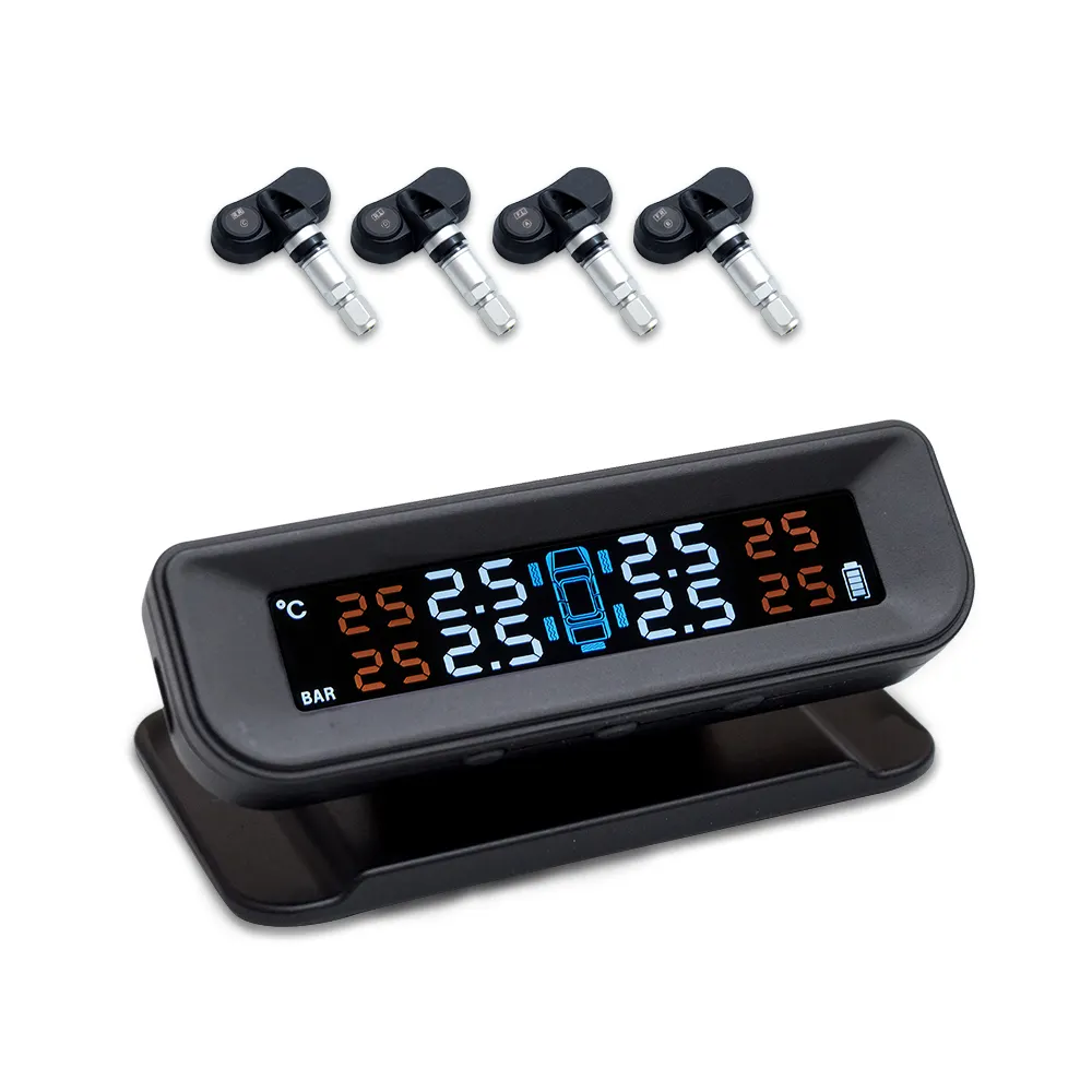 Auto Truck Draadloze Smart Tpms Zonne-energie Bandenspanningscontrolesysteem Sensor Gauge