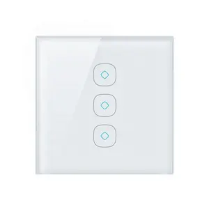 Zigbee interruptor de janela, persianas para casa inteligente com painel de vidro temperado/wi-fi, controle de cortina para sistema de casa inteligente