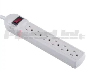 J80129 Surge Pelindung Power Strip 6 Outlet 1,5ft Kabel dengan Sertifikasi