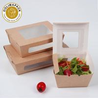 Boîte à salade jetable à emporter, lot de 50, emballage alimentaire, boîtes en carton avec fenêtre
