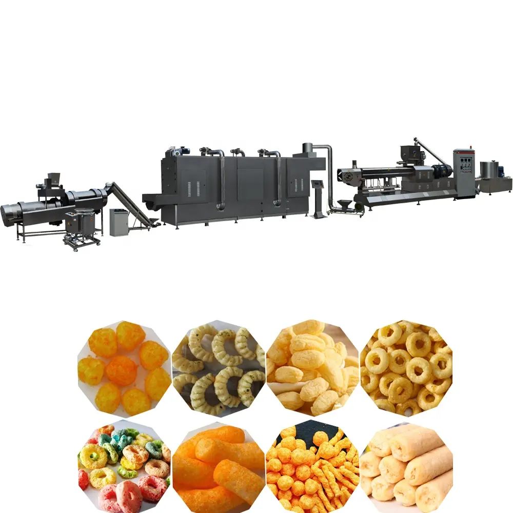 CE Corn Puffed Snack Production Line Corn Puff Extruder Puffed Corn Snacks Making Machine