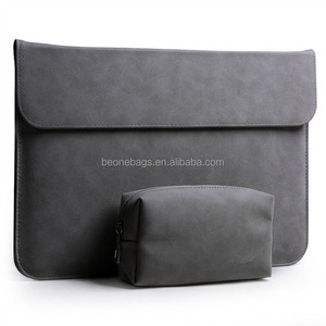 Étui de bureau en cuir suédé pour ordinateur portable avec sac de transport de câbles - Product Image 1