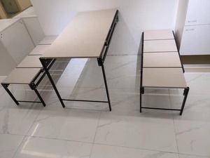 <span class=keywords><strong>Table</strong></span> à <span class=keywords><strong>manger</strong></span> moderne en bois et aluminium pliable avec mécanisme d'extension complète pour la maison, le bureau et l'utilisation murale - Product Image 3