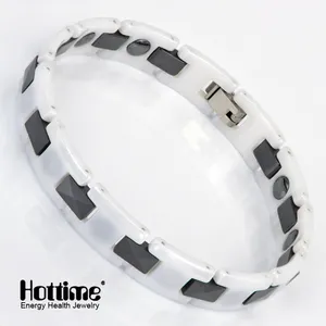 Mens Jewelry Black White Ceramic Health Care Magnetic Bracelet