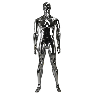 섹시한 생생한 디스플레이 추상 얼굴 전신 누드 누드 크롬 실버 근육 남성 마네킹 - Product Image 6