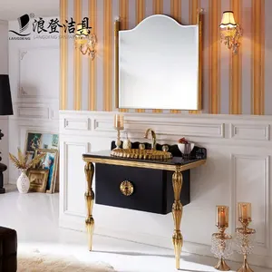 Estilo de lujo negro Base de lavabo del baño vanidades y gabinete de Foshan