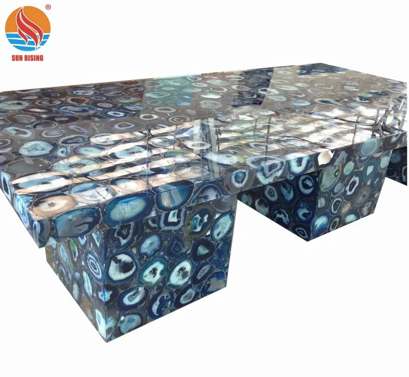 Customized Design Blue Agate Stone Table Top