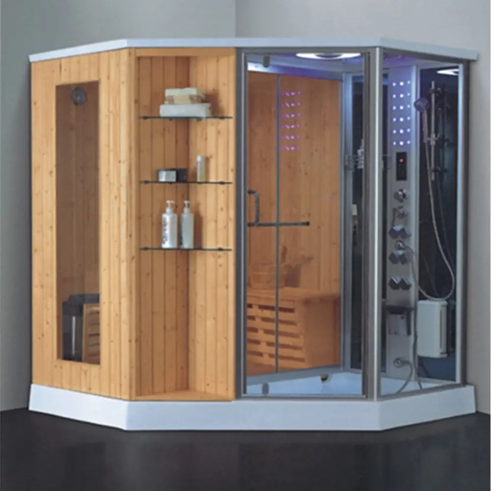 Prefabricated wooden house luxury outdoor steam sauna room with shower