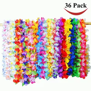 50 色 hotsale 36 件每包夏威夷花项链 luau party polyester leis 装饰，(AM-HL01)