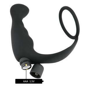 大人のおもちゃシリコンバイブレーター刺激剤前立腺マッサージ男性ゲイのためのペニスリング付き - Product Image 2