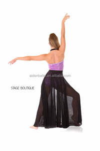 Firma negro púrpura lentejuelas vestido lírica vals lento del grifo moderno traje de la danza - Product Image 1