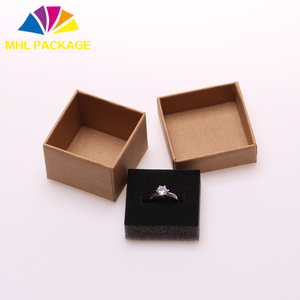 โลโก้ที่กำหนดเองพิมพ์บรรจุกระดาษคราฟท์สีน้ำตาลกล่องแหวนด้วยฟองน้ำ - Product Image 4
