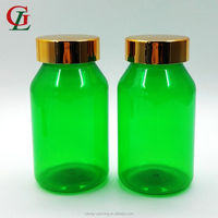 Bouteille de pilules biseauté verte, 120 ml, 120cc, pour emballage de tablette solide, capsule et étiquettes, bouteille en PET pour boisson, qualité alimentaire