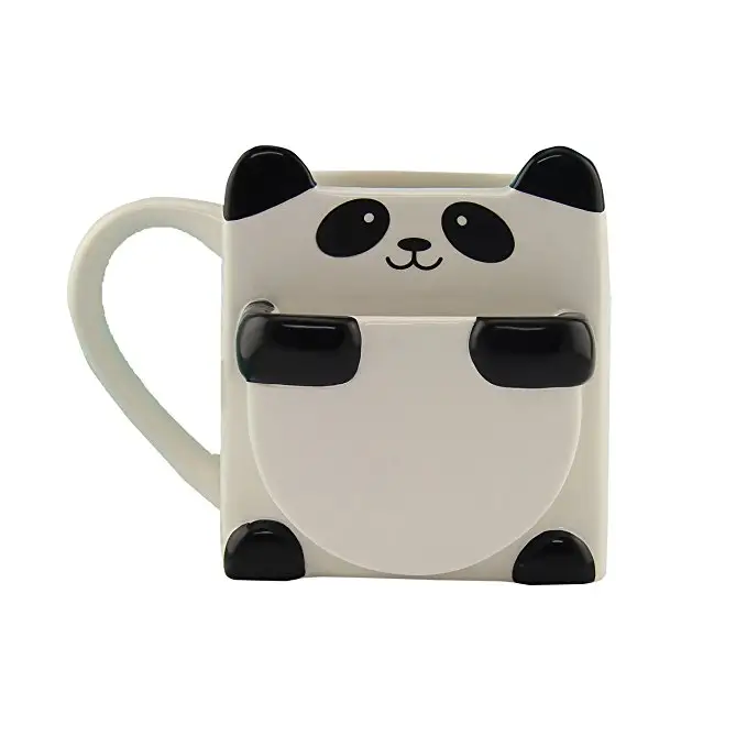 Taza de café de cerámica de Panda Hug, con bolsillo para galletas o galletas