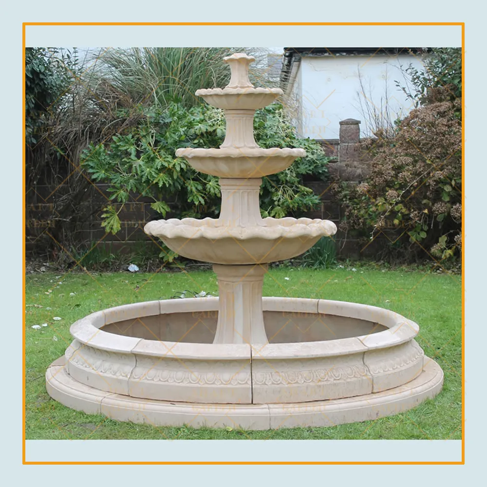 Fontaine d'eau en fonte, pierre naturelle décorative de jardin en plein air, compatible marbre, offre spéciale