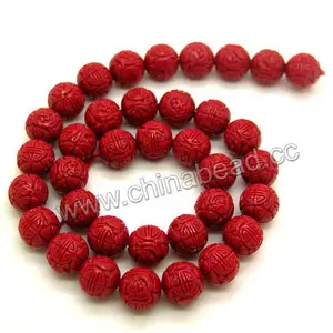 Wholesale carved red coral, Carved round beads Longlife pattern