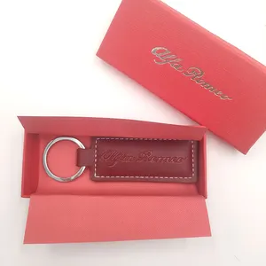 Benutzerdefinierte Gravierte Design Metall Luxus Leder Keychain Mit Logo und Geschenk Box Verpackung