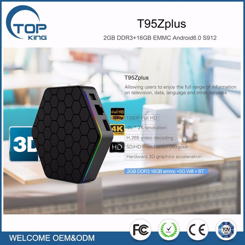 Amlogic S912 Android TV BOX T95Z Plus 2 GB/16 GB Lecteur Multimédia 2.4G & 5G Double Wifi BT4.0