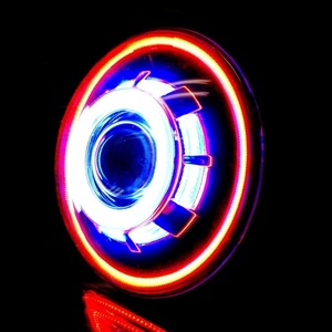 Faro Delantero Morsun de 7 Pulgadas con Lente Bi-Xenón H4 HID de Colores para Jeep <span class=keywords><strong>JK</strong></span> para Wrangler, Ojos de Demonio, Proyector de Motocicleta, Faro Delantero HID - Product Image 4