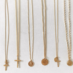 Gempnel Tôn Giáo La Mã Chân Dung Bảo Vệ Huy Chương St. <span class=keywords><strong>Christopher</strong></span> Coin Chuỗi Dài Vòng Cổ Vàng Thật - Product Image 1