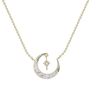 <span class=keywords><strong>Collana</strong></span> <span class=keywords><strong>Luna</strong></span> <span class=keywords><strong>Crescente</strong></span> A361A Placcata Oro 18K, Gioiello in Argento Sterling 925 - Product Image 1