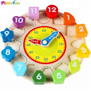 3D gỗ thời gian đồng hồ kỹ thuật số ghép hình câu đố giáo dục tự làm phim hoạt hình đồ chơi cho trẻ em để tìm hiểu màu sắc và hình dạng - Product Image 2