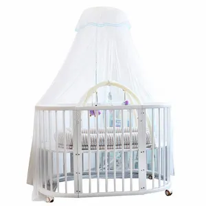 OEM-mosquitera colgante de algodón para niños y niñas, cortina para cuna, dosel, cama, Color rosa, azul y blanco