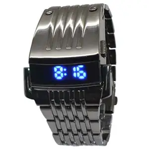 Часы наручные мужские с креативным дизайном, спортивные светодиодные цифровые, прямоугольной формы из нержавеющей стали