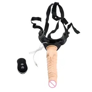 Produit pour adulte japonais 10 modes de vibrations 8.5 "harnais sexuel sangle sur Dong lapin jouets sexuels godes lesbiens vibrateur pour couple